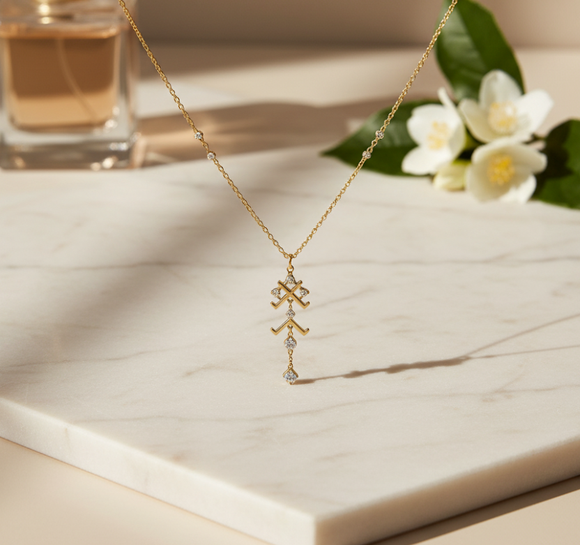 18K Gold Tattoo Necklace