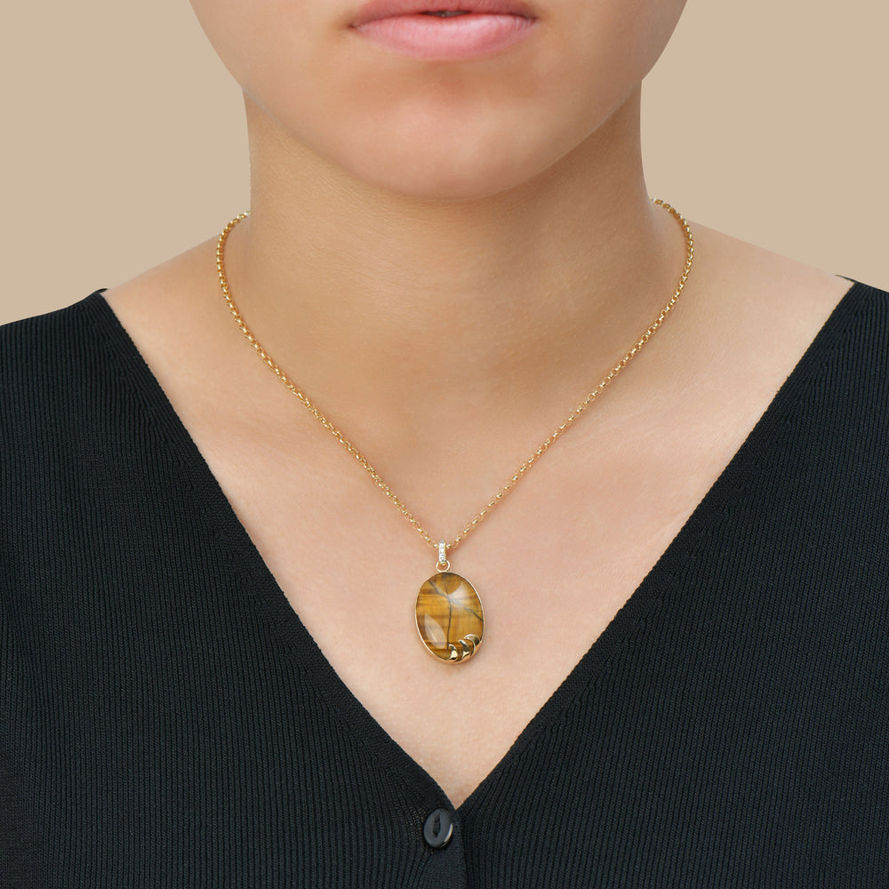 Collier Naya En Or 18K - Oeil du tigre naturelle