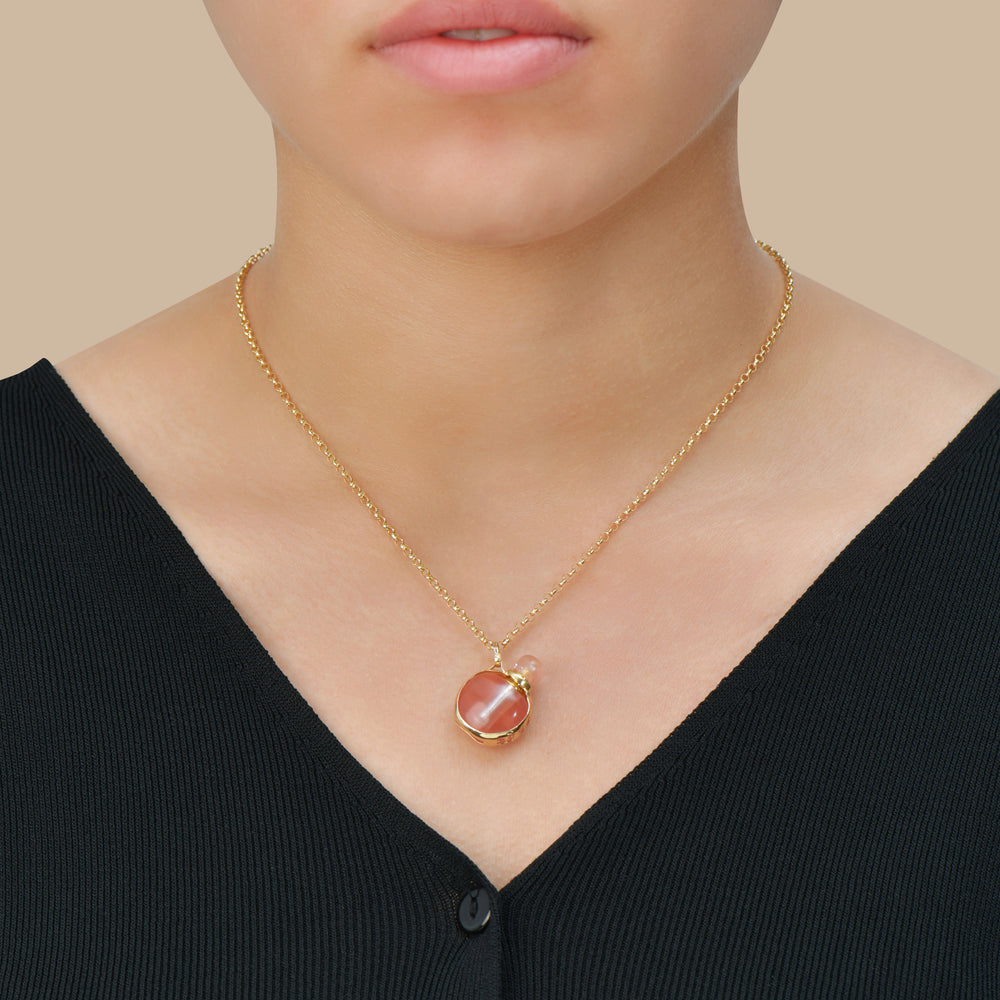 Collier Roséa En Or 18K - Flacon Pierre naturelle