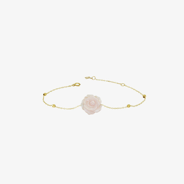 Bracelet Rose en Nacre Naturel en Or 18K
