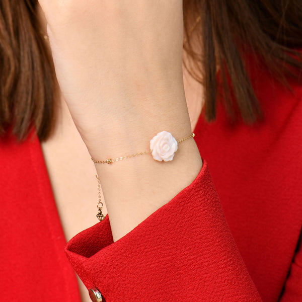 Bracelet Rose en Nacre Naturel en Or 18K - Secondary View