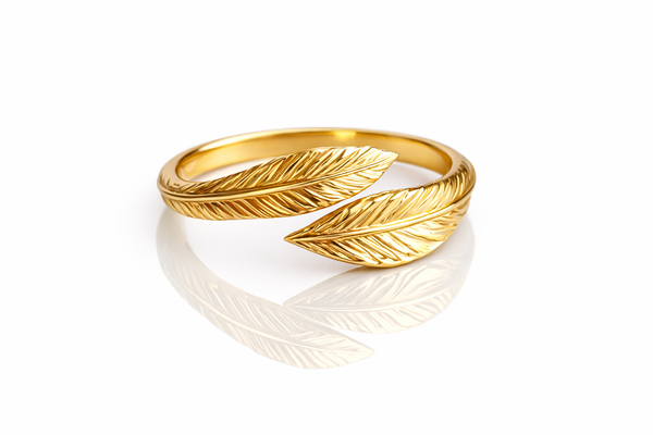 Bague Double Plume en Or 18K