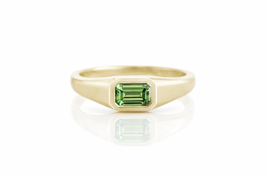 Bague Chevalière Émeraude Verte en Or 18K
