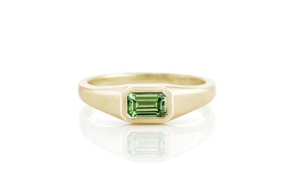 Bague Chevalière Émeraude Verte en Or 18K