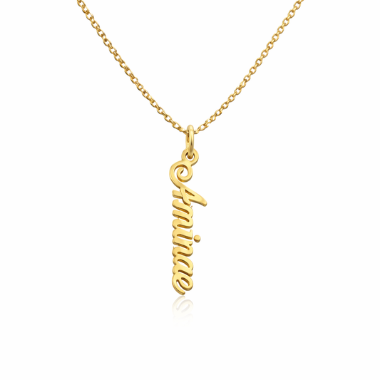 Collier Prénom Vertical Personnalisé En Argent