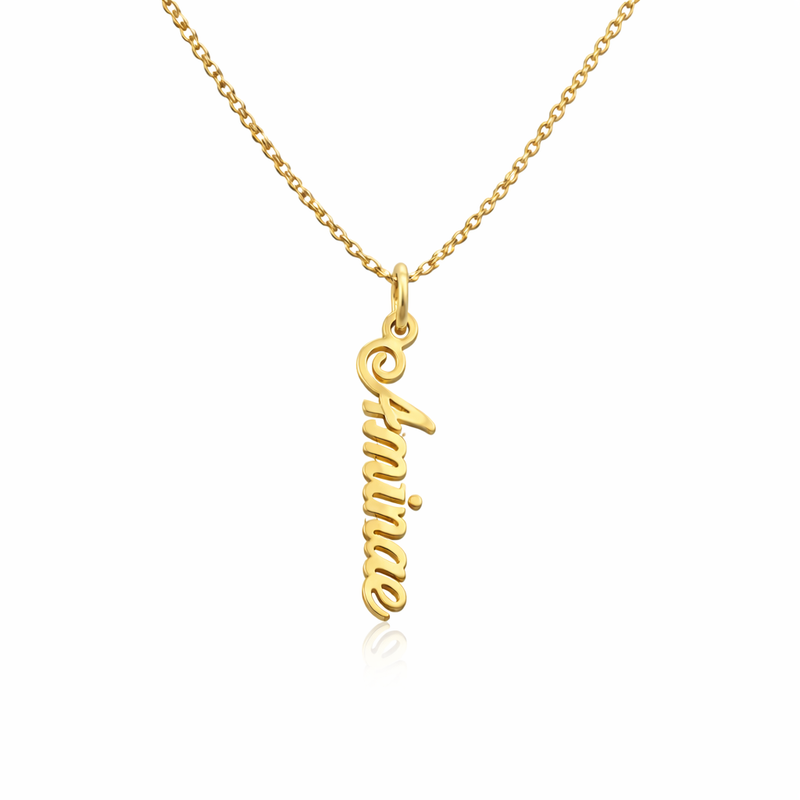Collier Prénom Vertical Personnalisé En Argent