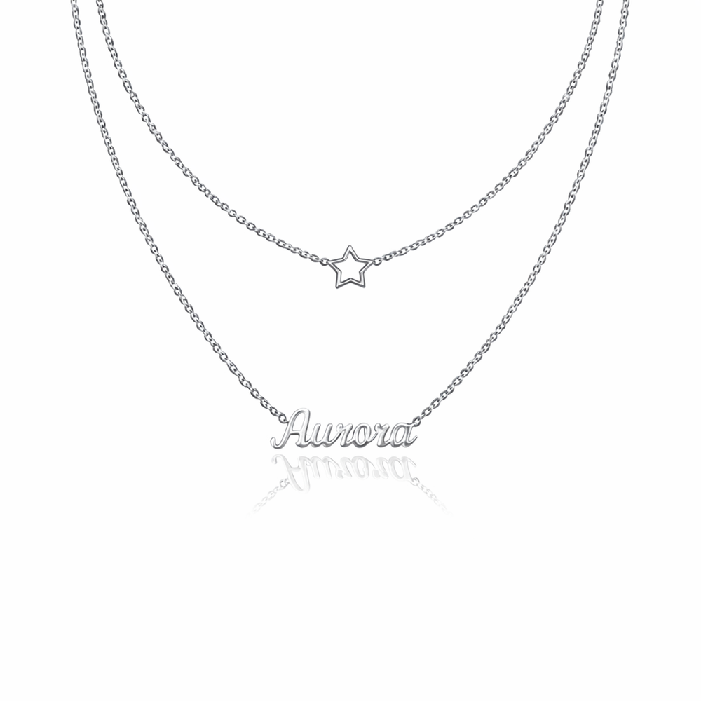 Double collier Prénom Étoile en Argent