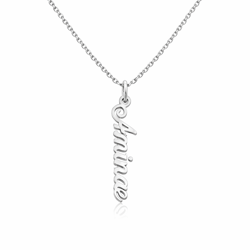 Collier Prénom Vertical Personnalisé En Argent
