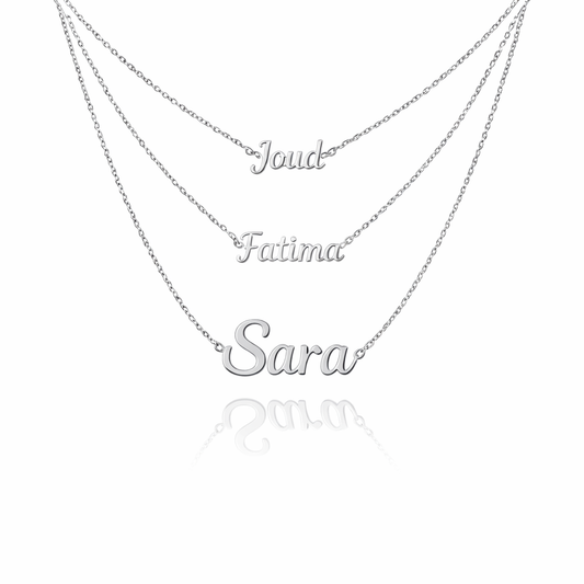 Triple Collier Prénom En Argent