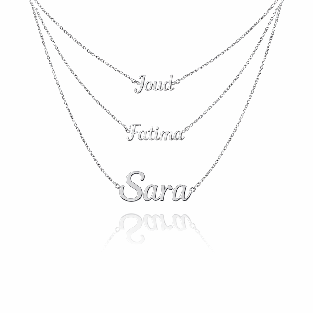 Triple Collier Prénom En Argent