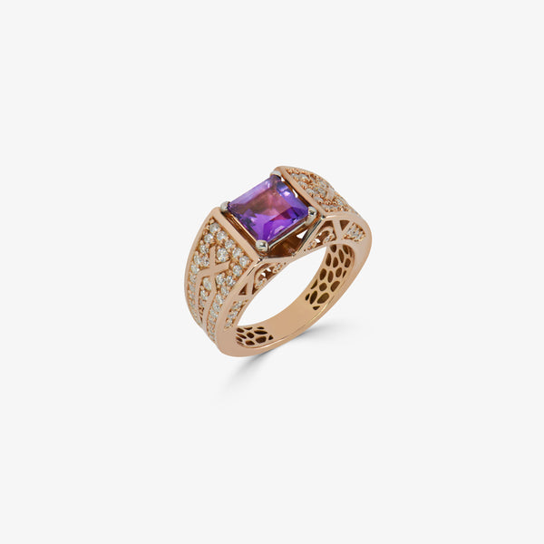 Bague Tribale en Or 18K et Améthyste