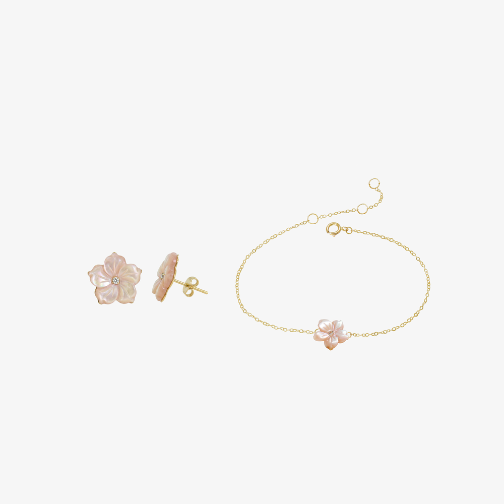Fleur de Pureté Duo Gourmette et Boucles En Or 18K