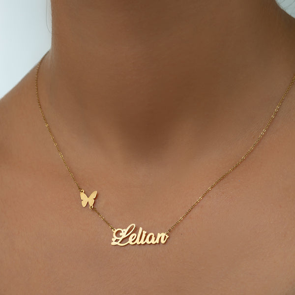 Collier Prénom Papillon (Fr) en Or 18K - Secondary View