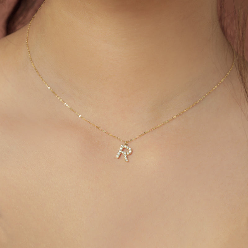 Collier Personnalisé avec initial en Or 18K serti Diamant naturel