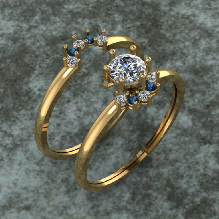 Bague Fiançaille Mi-Margueritte  en Or 18K