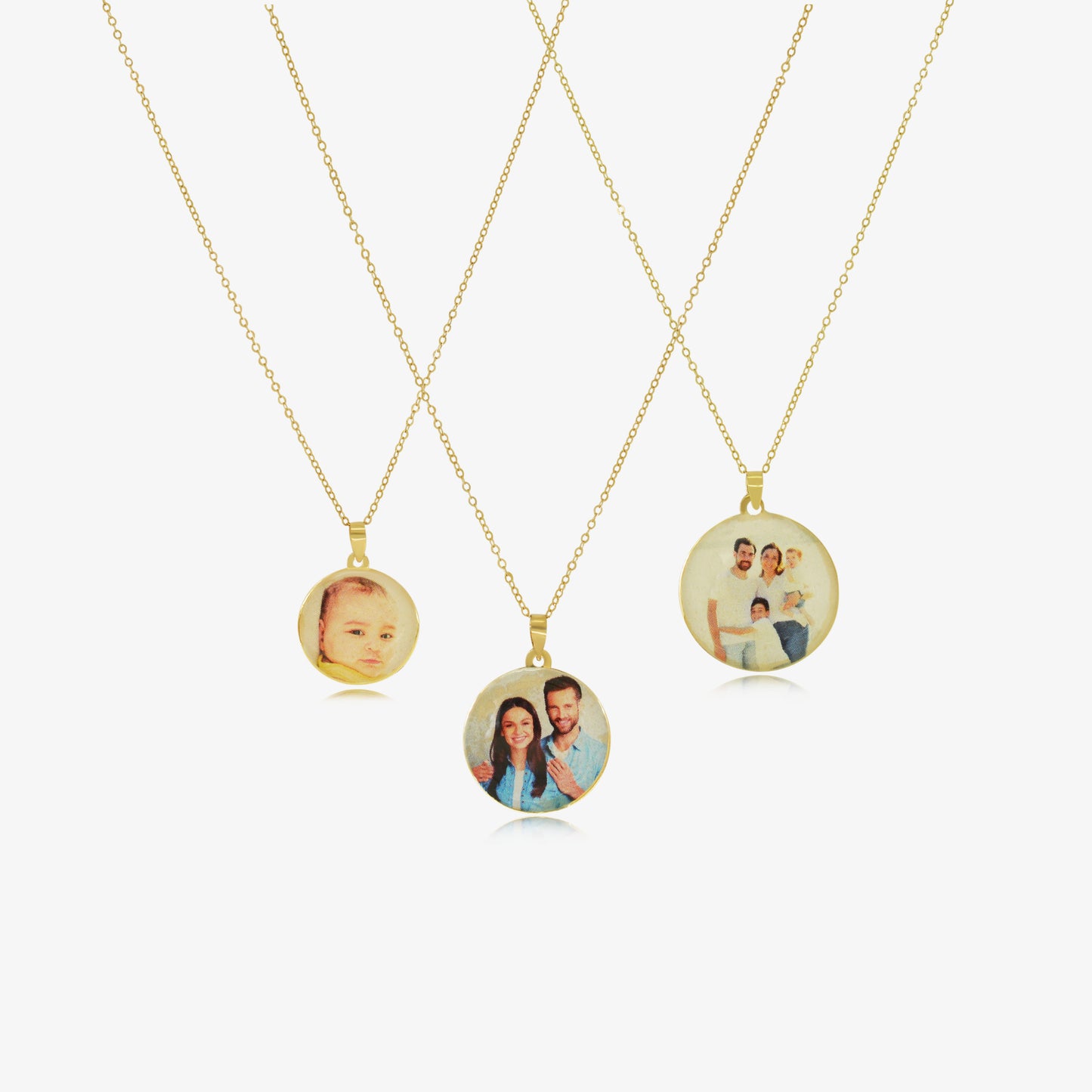 Collier Médaillon Personnalisé Avec Photo Couleur en Or 18K