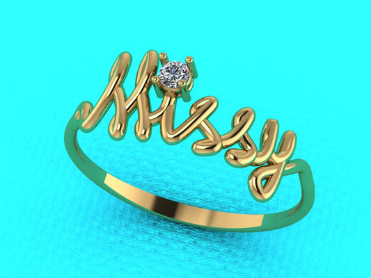 Bague Prénom Manuscrit en Or 18K