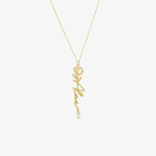 Collier Rose Personnalisée En Or 18k