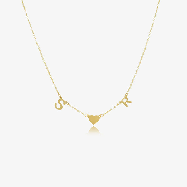 Collier Double Initiales En Or 18K