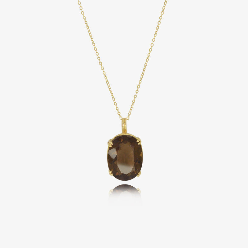 Collier Mistère en Or 18k Serti Smoky Quartz