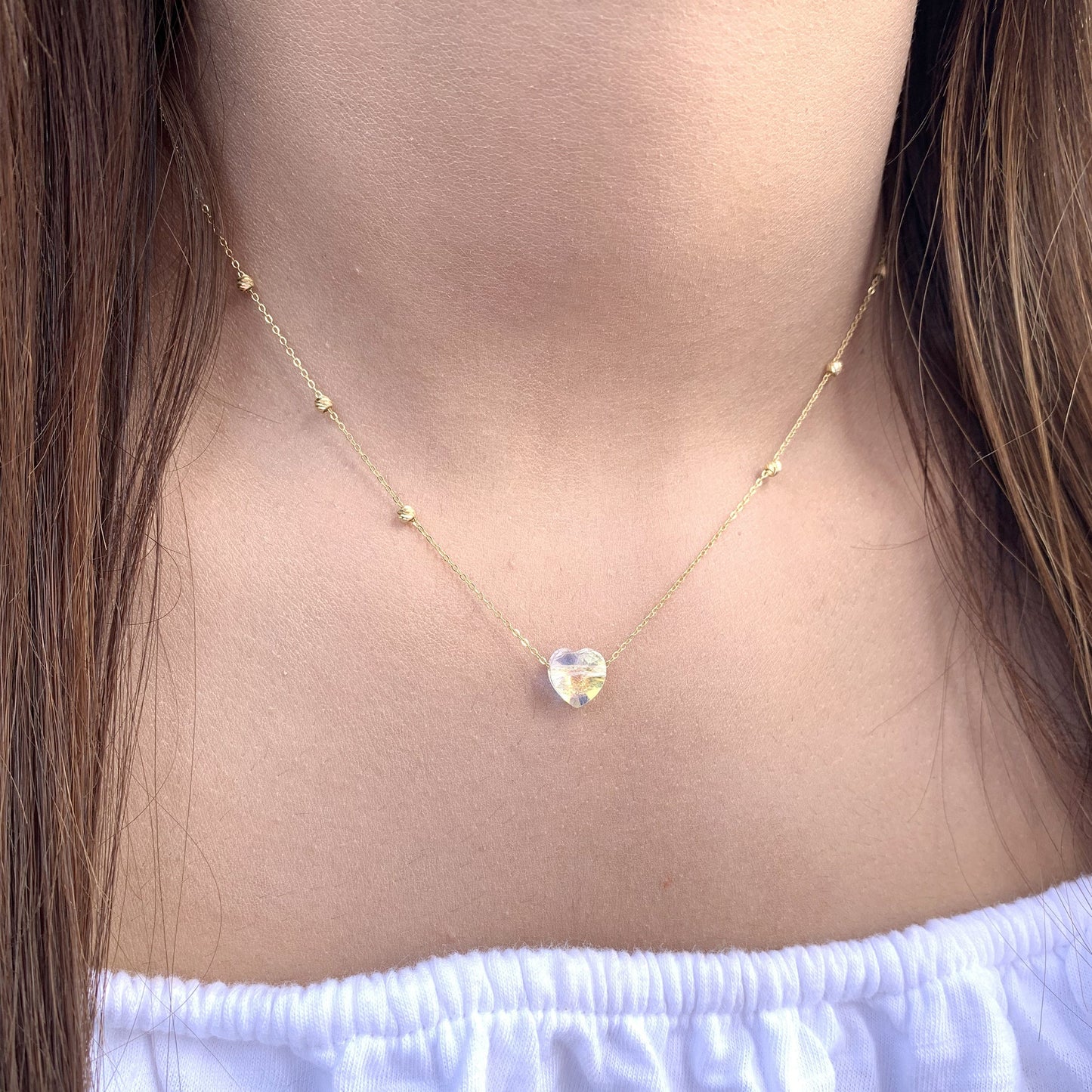 Collier Cristal heart en Or 18K