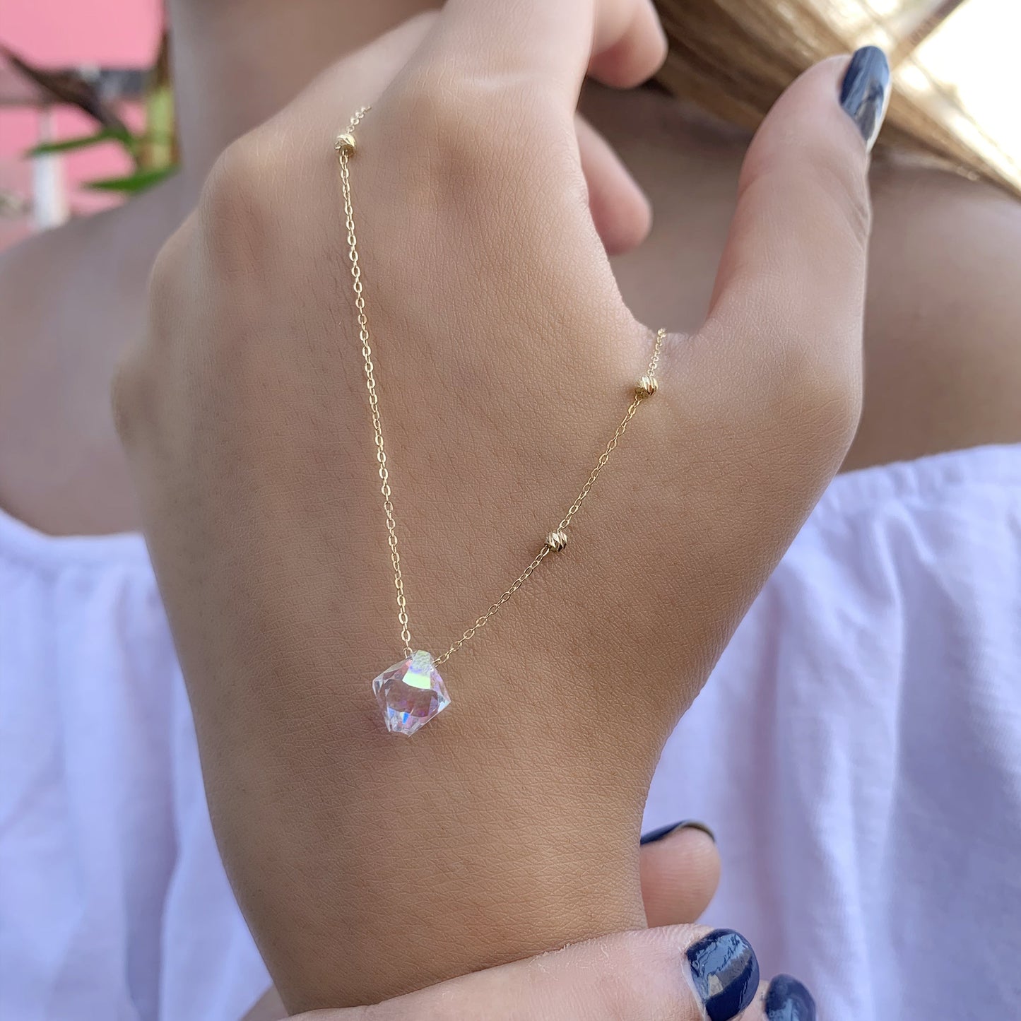 Collier Cristal heart en Or 18K