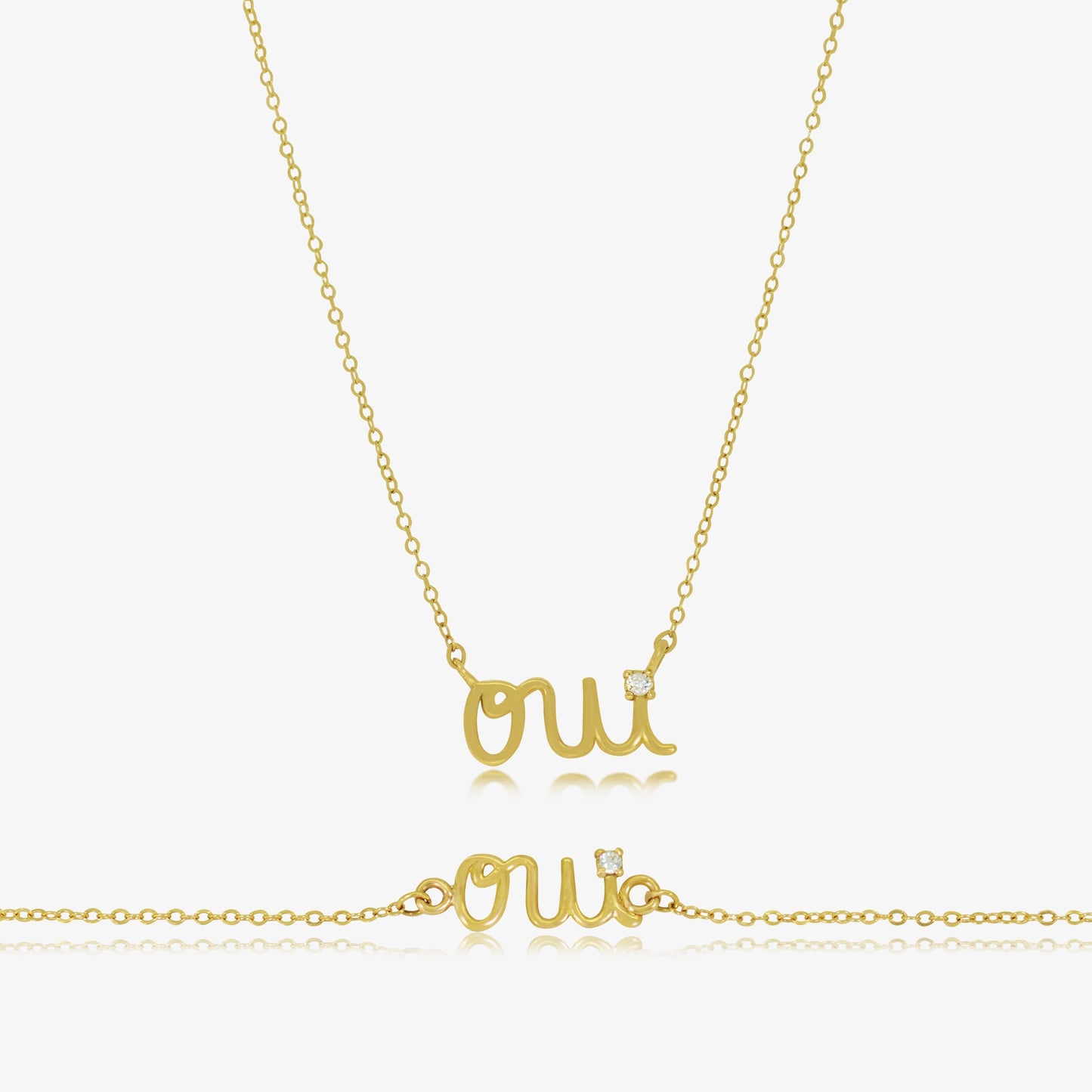 Ensemble Collier+ Bracelet Oui en Or 18K