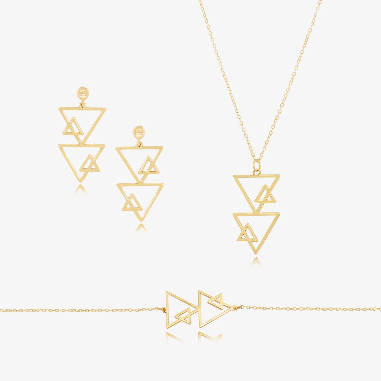 Ensemble Triangle d'OR en Or 18K